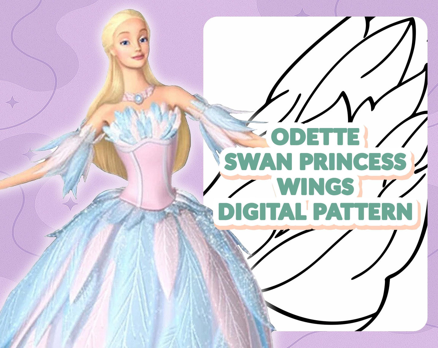 DIGITAL PATTERN - Odette Schwanensee Schwan Prinzessin Flügel 2 Versionen - Cosplay, Kostüm, A4 & US Letter