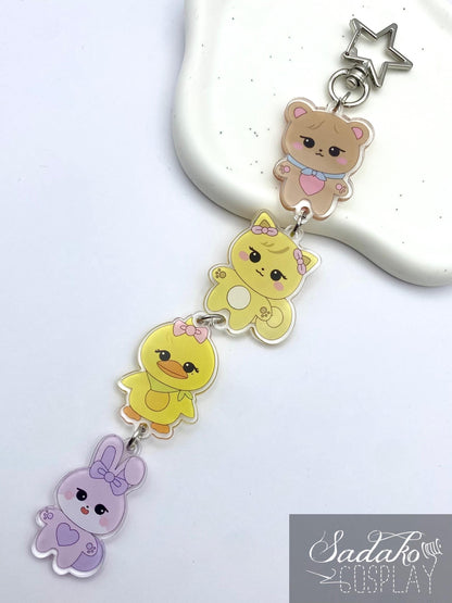 BlackPink hängender Acryl Keychain Chibi, K-Pop Schlüssel Anhänger für BLINKS, Sooya, Gomdeuki, Rosie and Ppeu