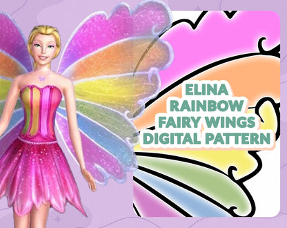 DIGITAL PATTERN - Elina Regenbogen Feen Flügel - Cosplay, Kostüm, A4 & US Letter
