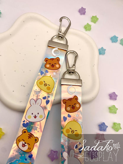 ONEUS PVC Lanyard Wristlet Anhänger - Bunter Regenbogen Hologramm Keychain für TOMOON und K-Pop Fans