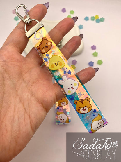 ONEUS PVC Lanyard Wristlet Anhänger - Bunter Regenbogen Hologramm Keychain für TOMOON und K-Pop Fans