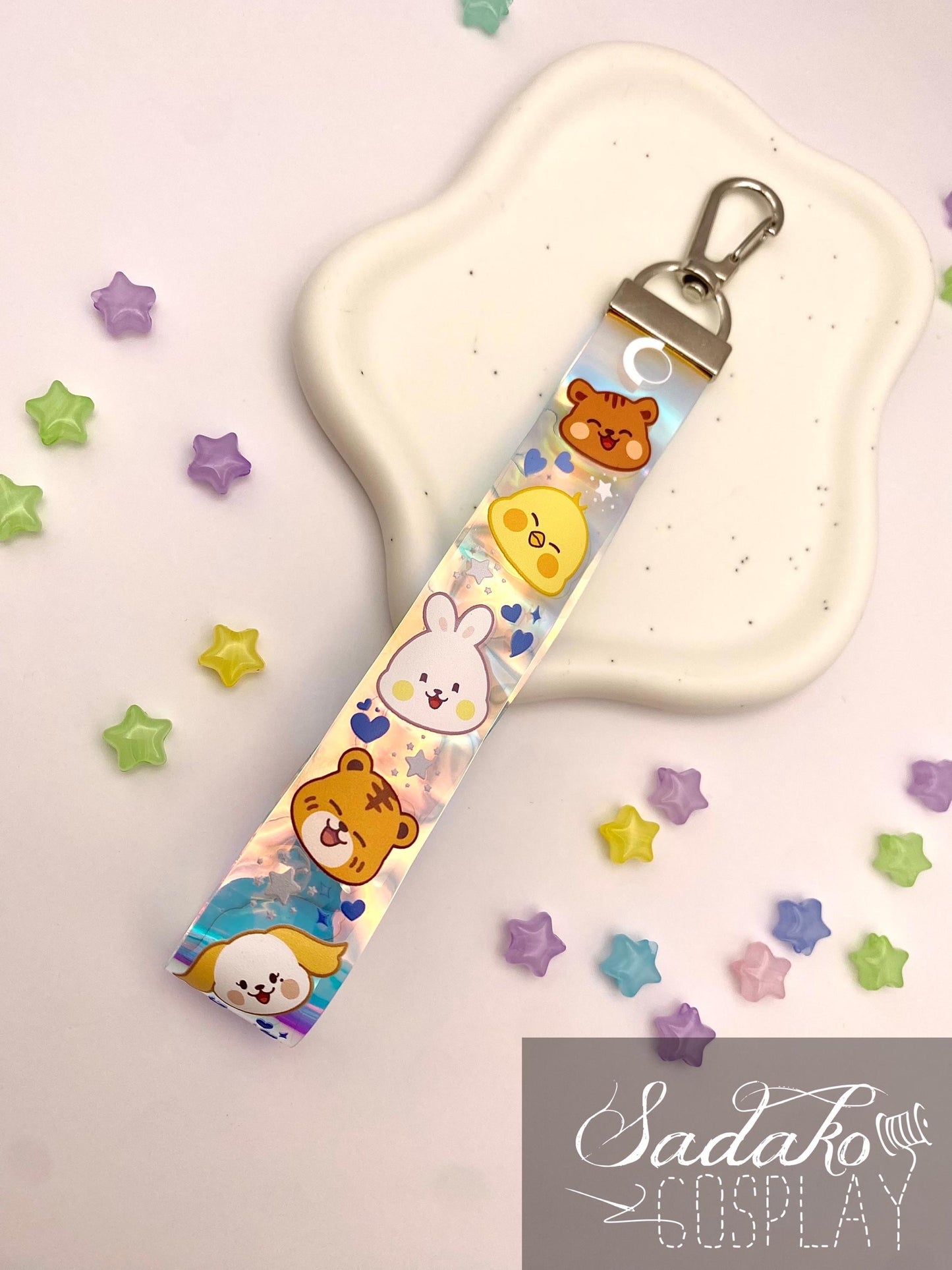 ONEUS PVC Lanyard Wristlet Anhänger - Bunter Regenbogen Hologramm Keychain für TOMOON und K-Pop Fans