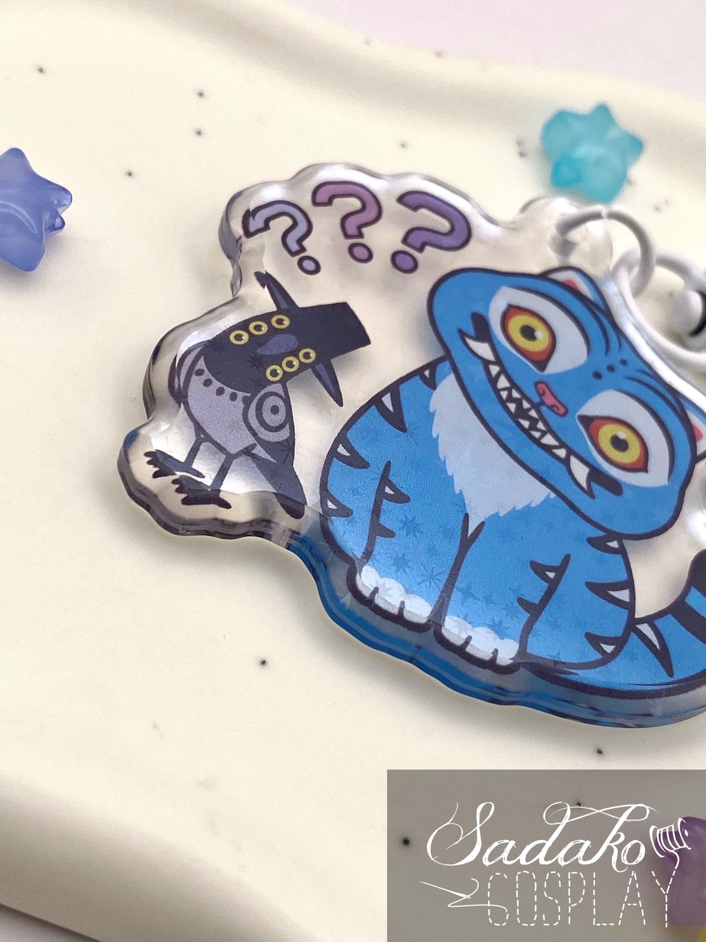 Derpy Tiger & Sussie Acryl Keychain mit holographischen Glitzer Sternen, K-Pop Demon Hunters acrylic Anhänger