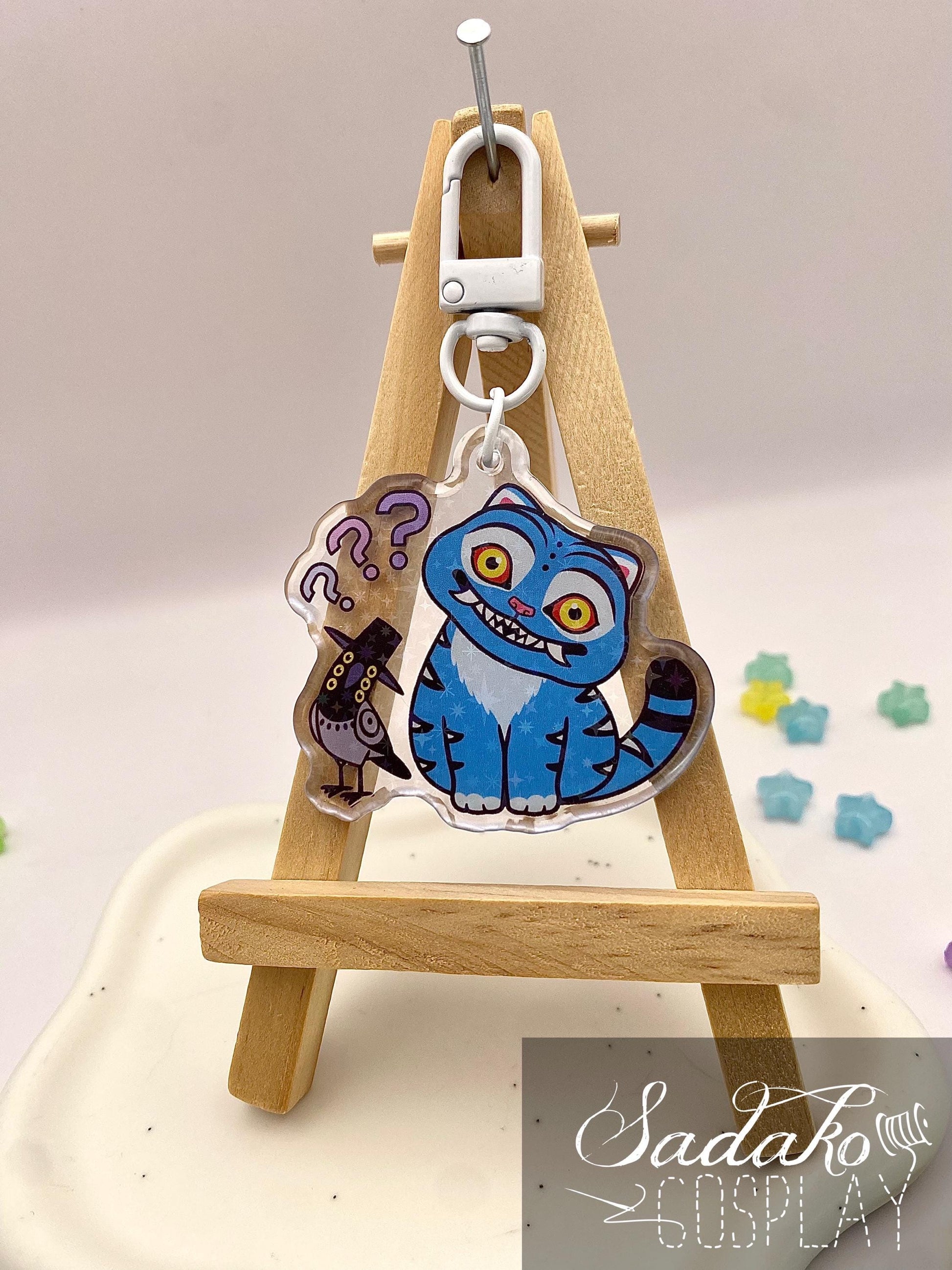 Derpy Tiger & Sussie Acryl Keychain mit holographischen Glitzer Sternen, K-Pop Demon Hunters acrylic Anhänger