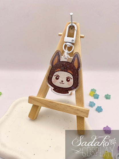 Doberman Hetmongi Acryl Keychain mit holographischen Glitzer Sternen, ATEEZ Yeosang acrylic Anhänger