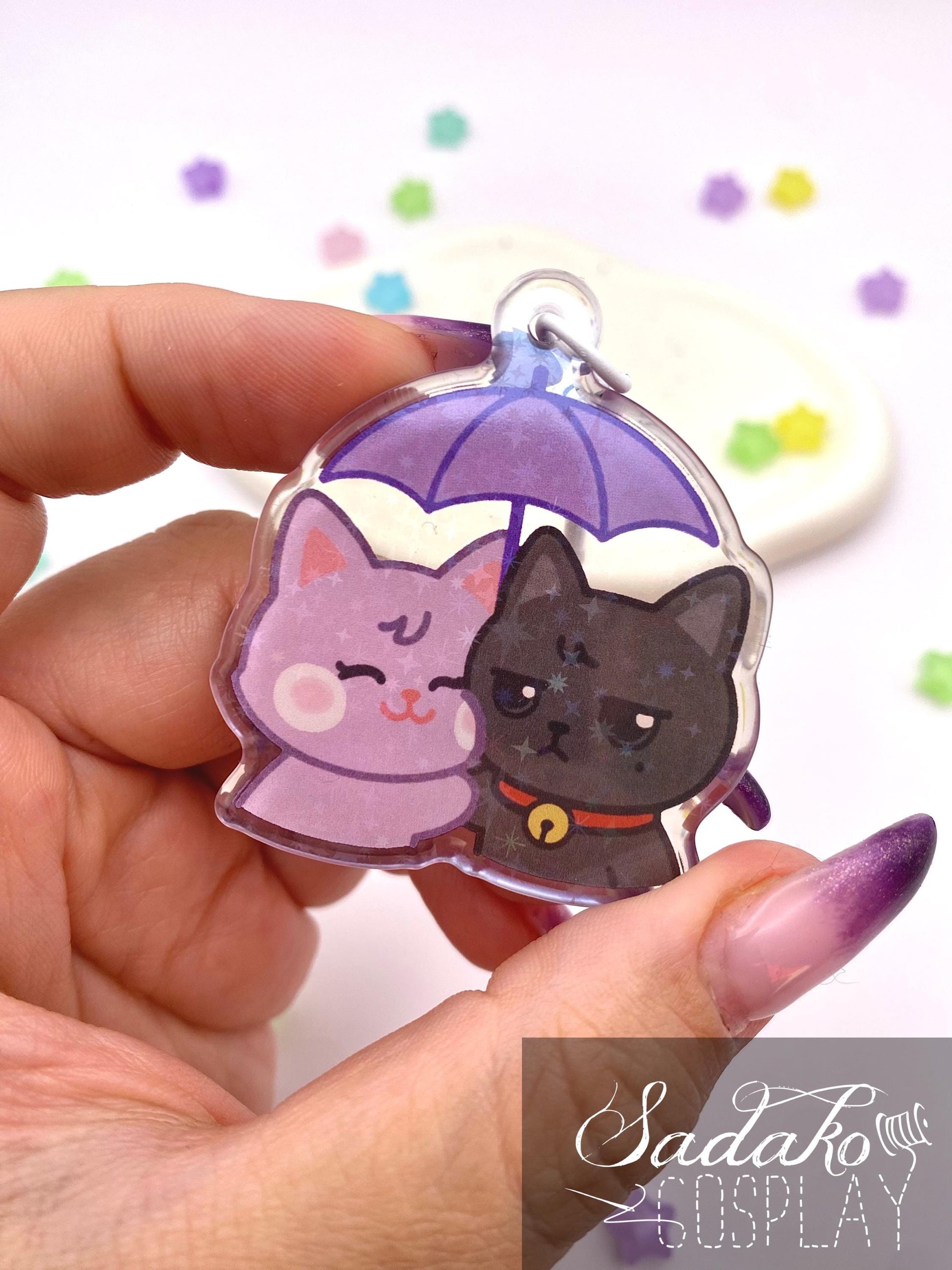 WooSan Acryl Keychain mit holographischen Glitzer Sternen, ATEEZ Wooyoung & San acrylic Anhänger