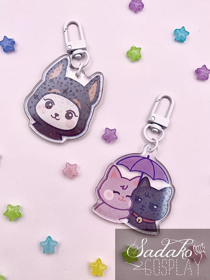 WooSan Acryl Keychain mit holographischen Glitzer Sternen, ATEEZ Wooyoung & San acrylic Anhänger