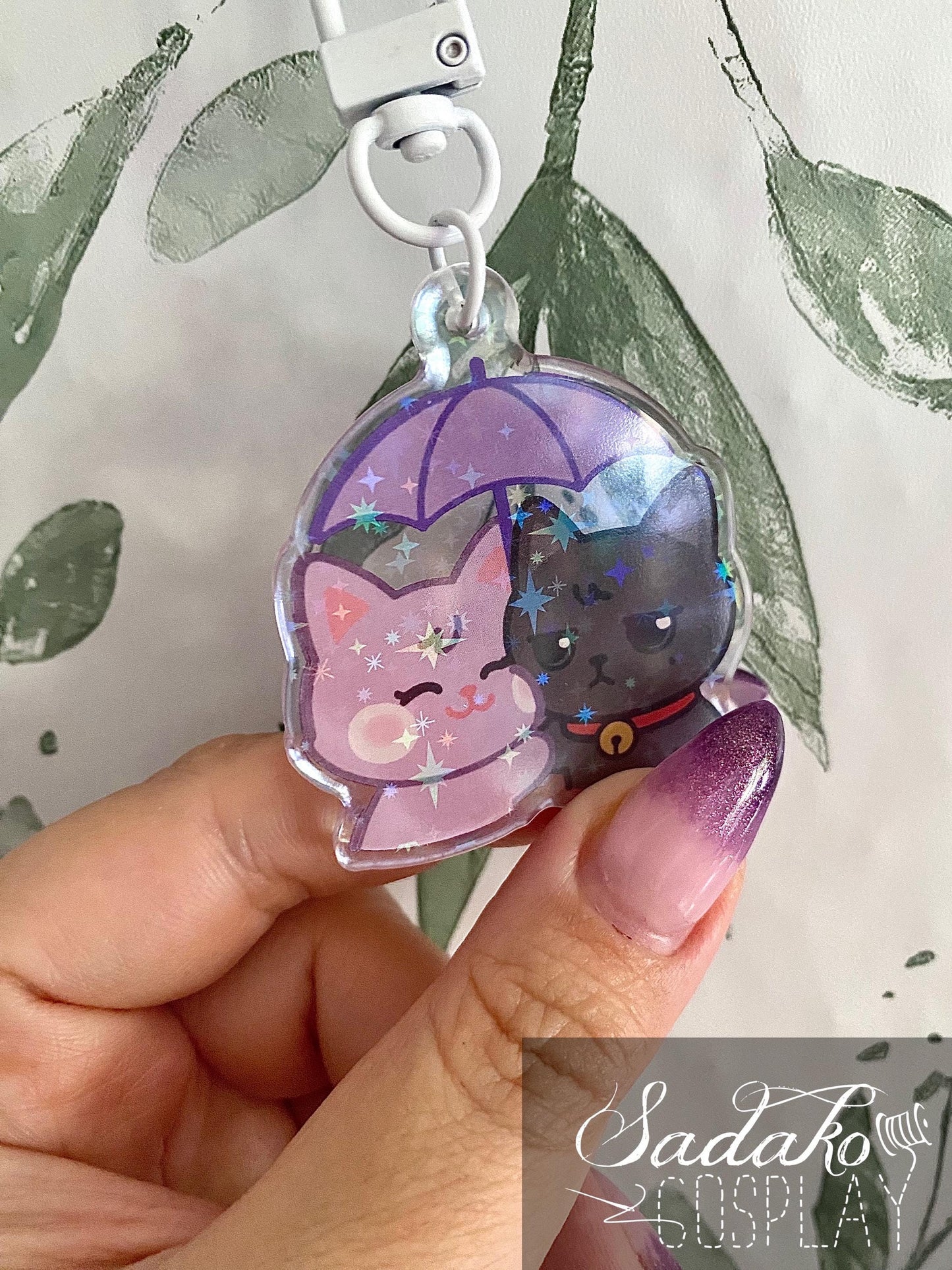 WooSan Acryl Keychain mit holographischen Glitzer Sternen, ATEEZ Wooyoung & San acrylic Anhänger