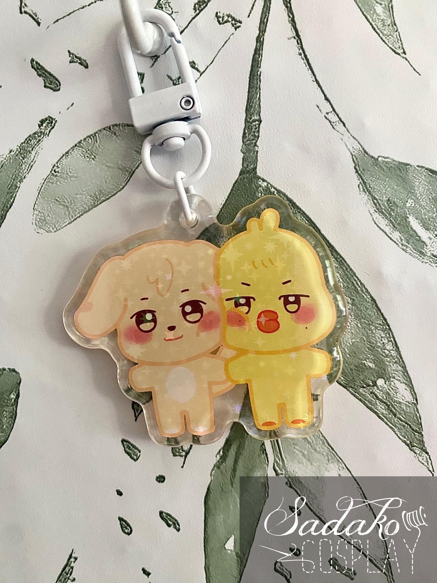 Aniteez Couple Acryl Keychain mit holographischen Glitzer Sternen, ATEEZ acrylic Anhänger, Seongjoong, Yungi, WooSan, JongSang