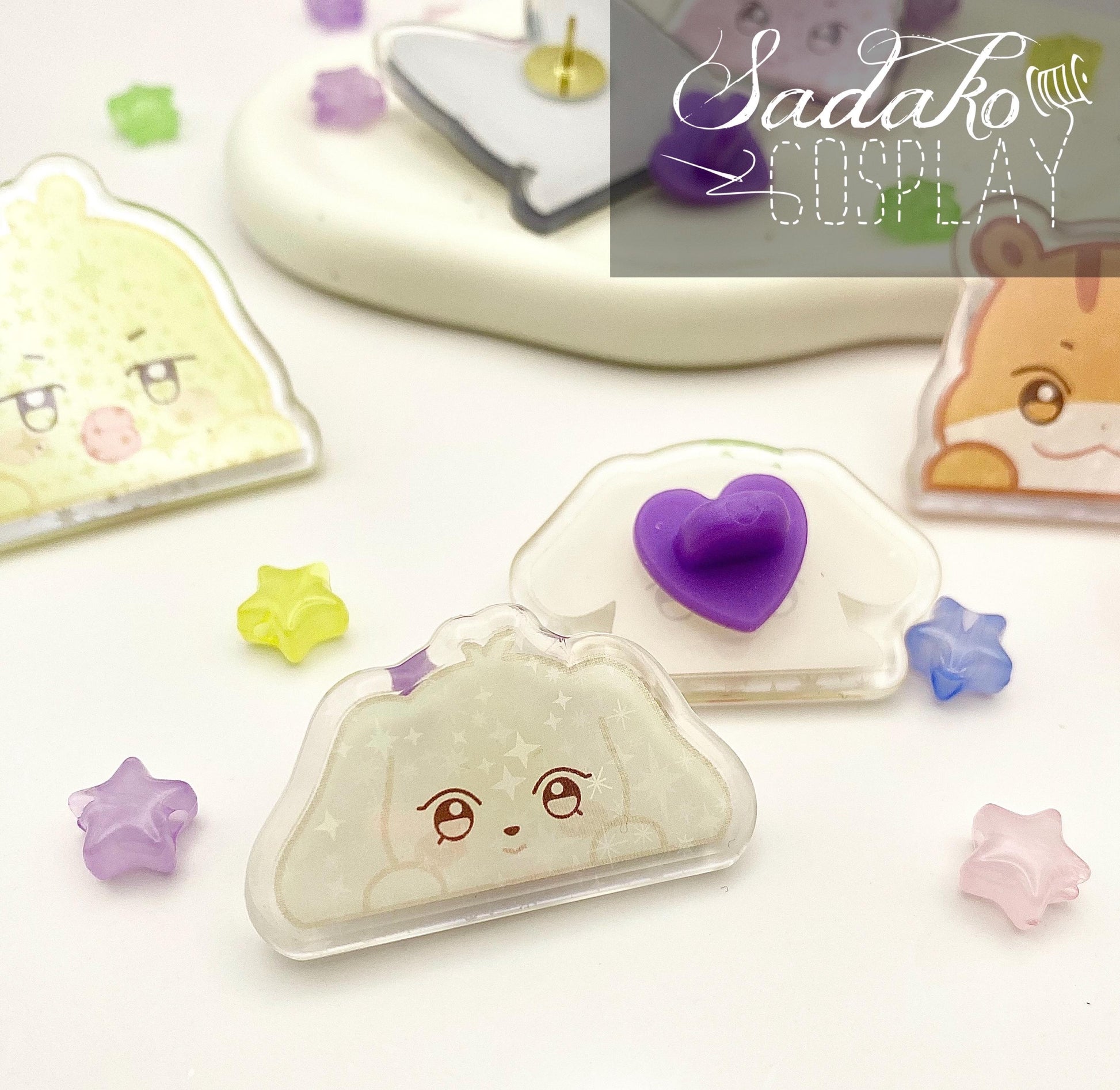 ATEEZ Peeking Acryl Pin mit holographischen Glitzer Sternen, Aniteez acrylic Button Anstecker für Atiny