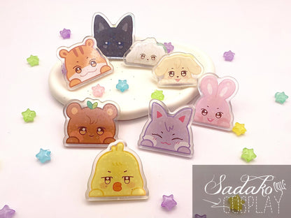 ATEEZ Peeking Acryl Pin mit holographischen Glitzer Sternen, Aniteez acrylic Button Anstecker für Atiny