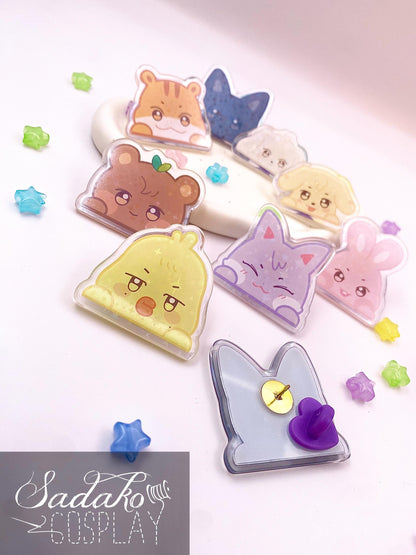 ATEEZ Peeking Acryl Pin mit holographischen Glitzer Sternen, Aniteez acrylic Button Anstecker für Atiny