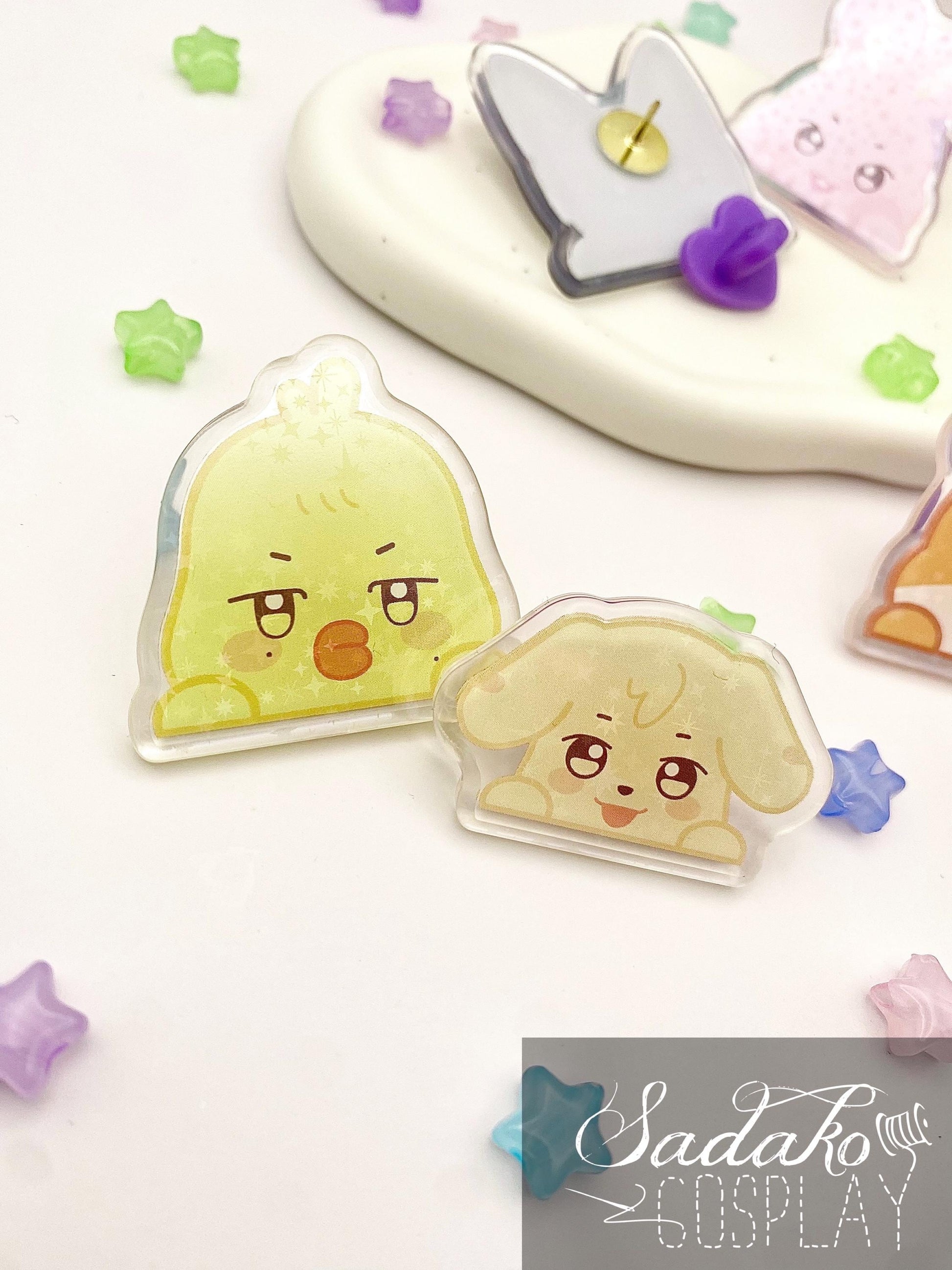 ATEEZ Peeking Acryl Pin mit holographischen Glitzer Sternen, Aniteez acrylic Button Anstecker für Atiny