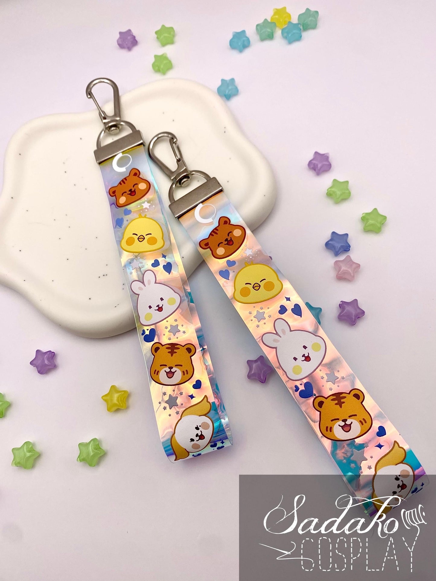 ONEUS PVC Lanyard Wristlet Anhänger - Bunter Regenbogen Hologramm Keychain für TOMOON und K-Pop Fans