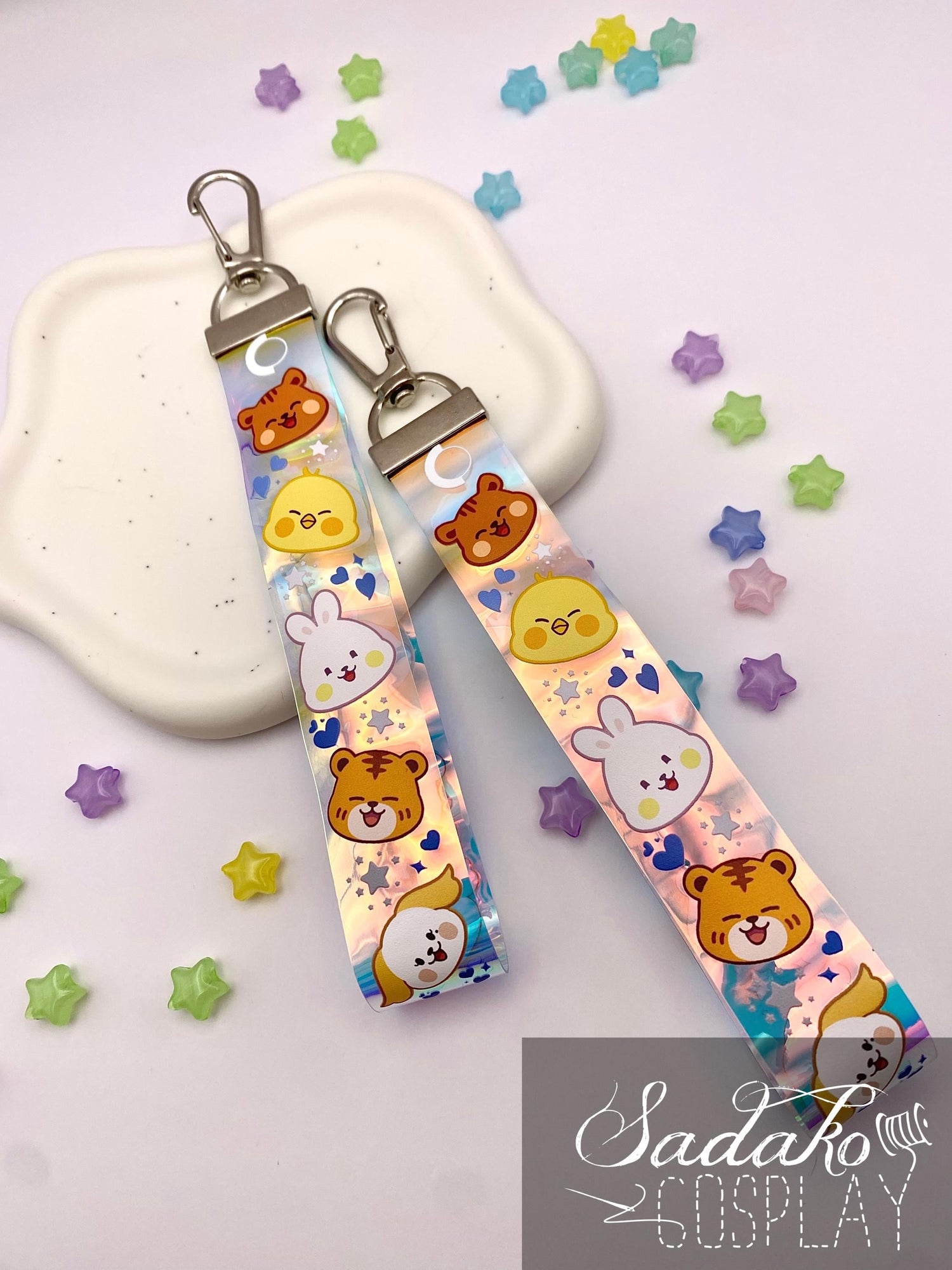 ONEUS PVC Lanyard Wristlet Anhänger - Bunter Regenbogen Hologramm Keychain für TOMOON und K-Pop Fans