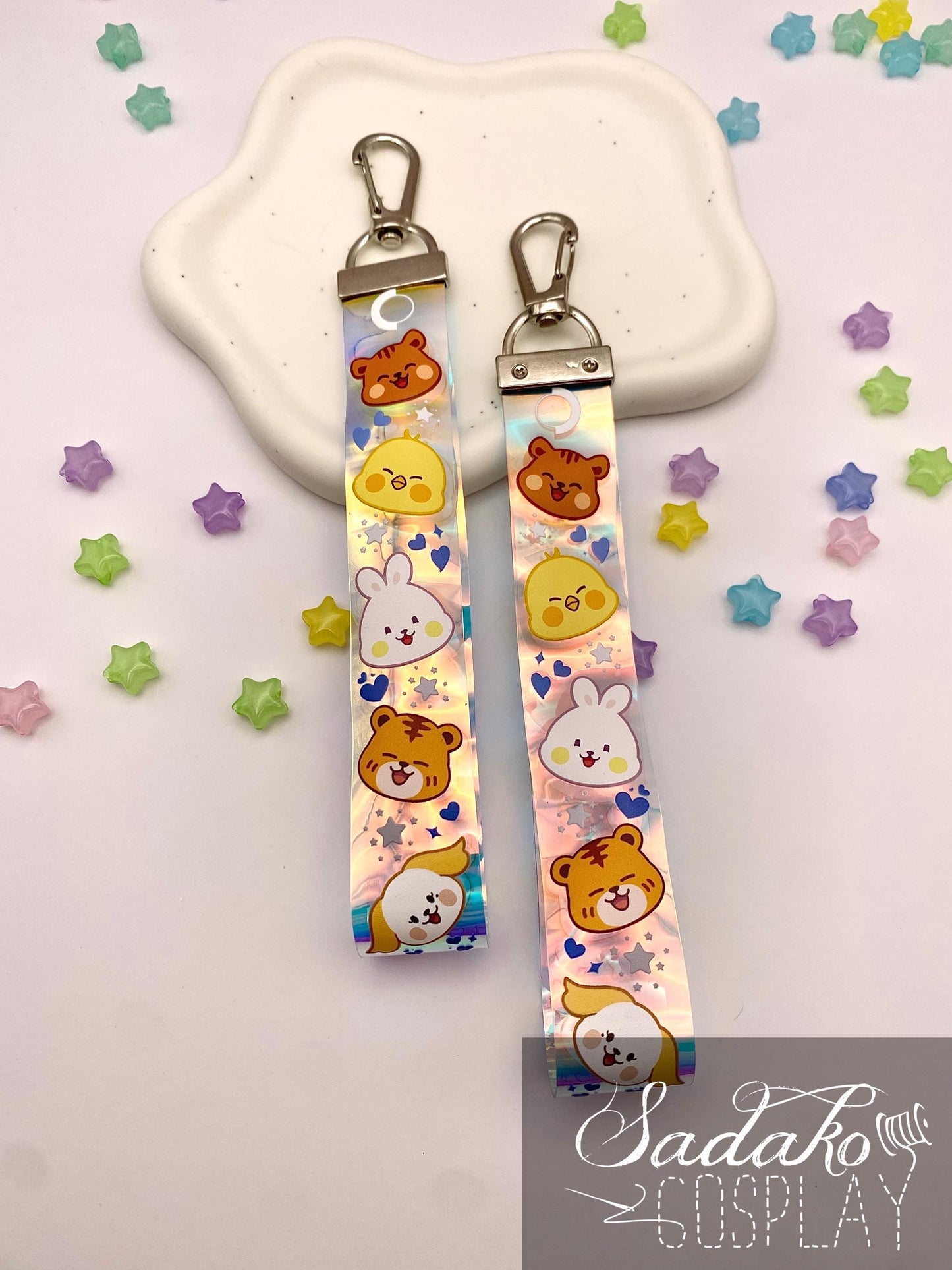 ONEUS PVC Lanyard Wristlet Anhänger - Bunter Regenbogen Hologramm Keychain für TOMOON und K-Pop Fans