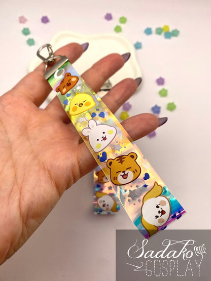 ONEUS PVC Lanyard Wristlet Anhänger - Bunter Regenbogen Hologramm Keychain für TOMOON und K-Pop Fans