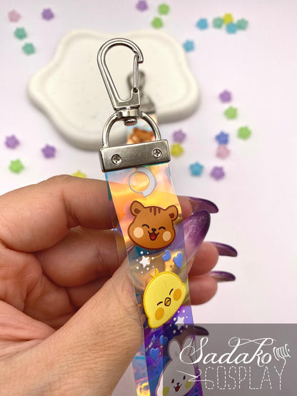 ONEUS PVC Lanyard Wristlet Anhänger - Bunter Regenbogen Hologramm Keychain für TOMOON und K-Pop Fans