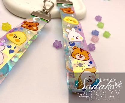 ONEUS PVC Lanyard Wristlet Anhänger - Bunter Regenbogen Hologramm Keychain für TOMOON und K-Pop Fans