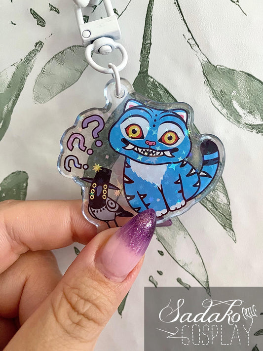 Derpy Tiger & Sussie Acryl Keychain mit holographischen Glitzer Sternen, K-Pop Demon Hunters acrylic Anhänger