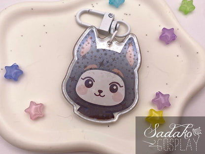 Doberman Hetmongi Acryl Keychain mit holographischen Glitzer Sternen, ATEEZ Yeosang acrylic Anhänger