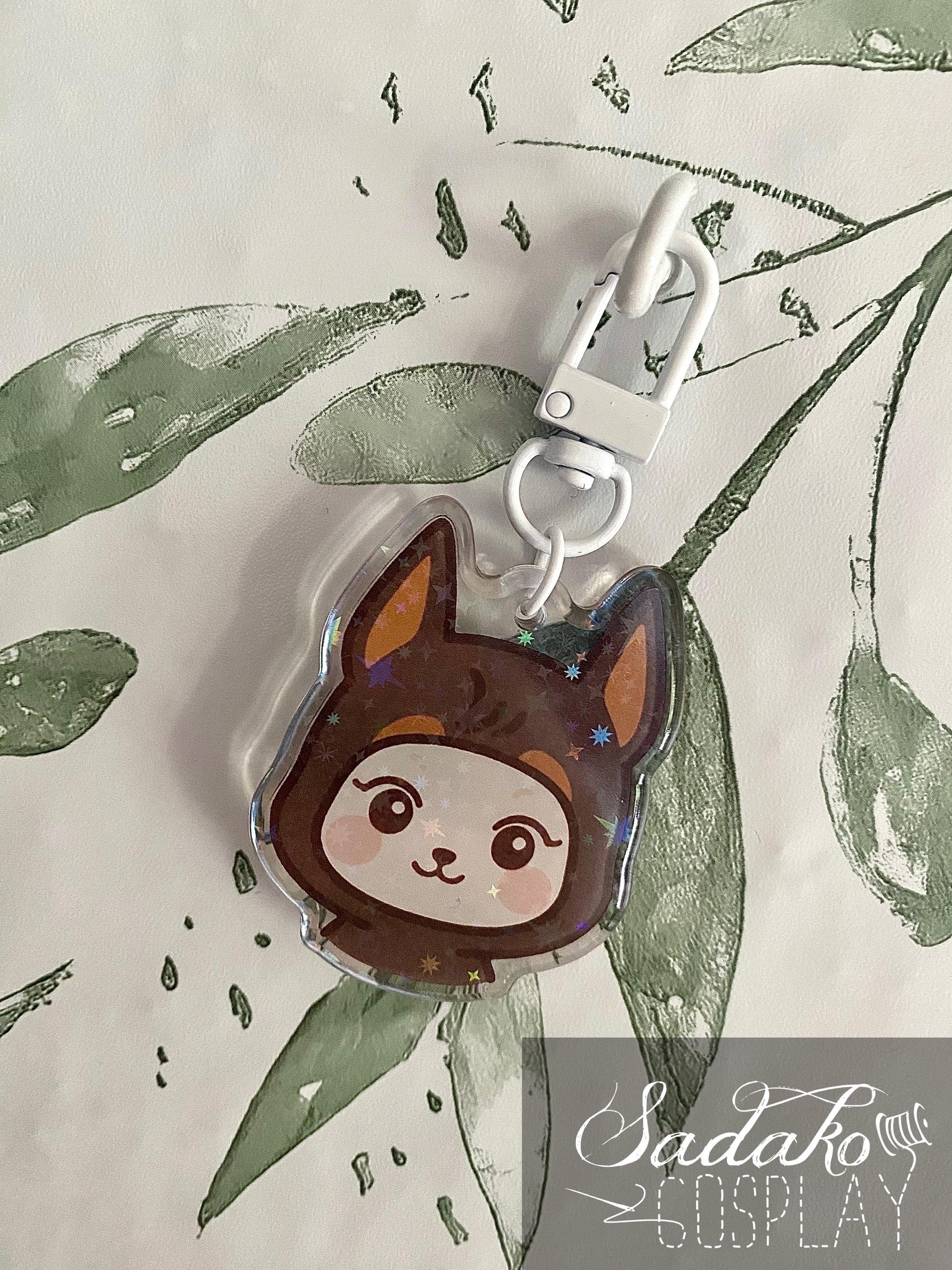 Doberman Hetmongi Acryl Keychain mit holographischen Glitzer Sternen, ATEEZ Yeosang acrylic Anhänger