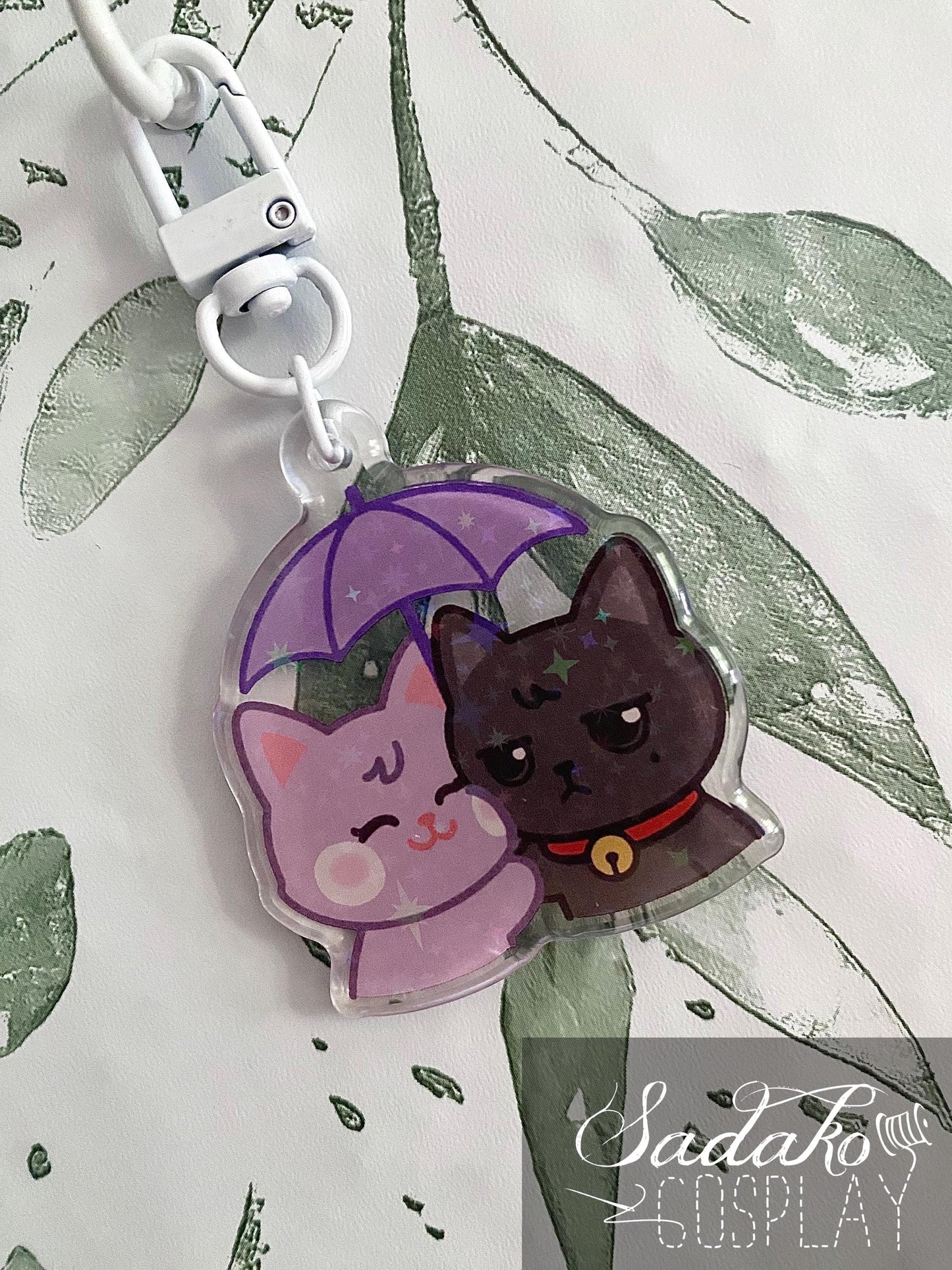WooSan Acryl Keychain mit holographischen Glitzer Sternen, ATEEZ Wooyoung & San acrylic Anhänger