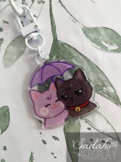 WooSan Acryl Keychain mit holographischen Glitzer Sternen, ATEEZ Wooyoung & San acrylic Anhänger