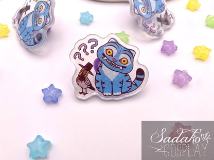 Derpy Tiger & Sussie Acryl Pin mit holographischen Glitzer Sternen, K-Pop Demon Hunters acrylic Button Anstecker