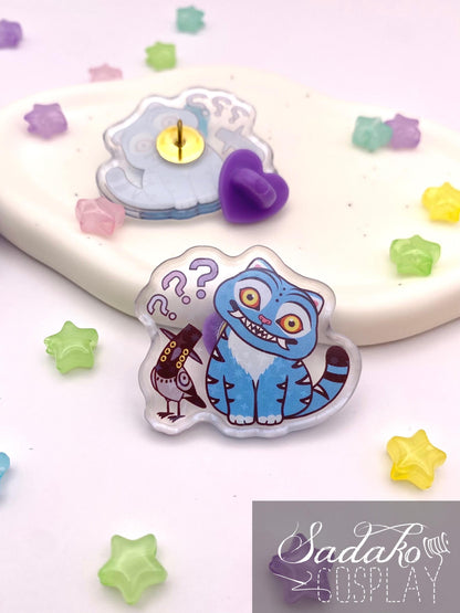 Derpy Tiger & Sussie Acryl Pin mit holographischen Glitzer Sternen, K-Pop Demon Hunters acrylic Button Anstecker