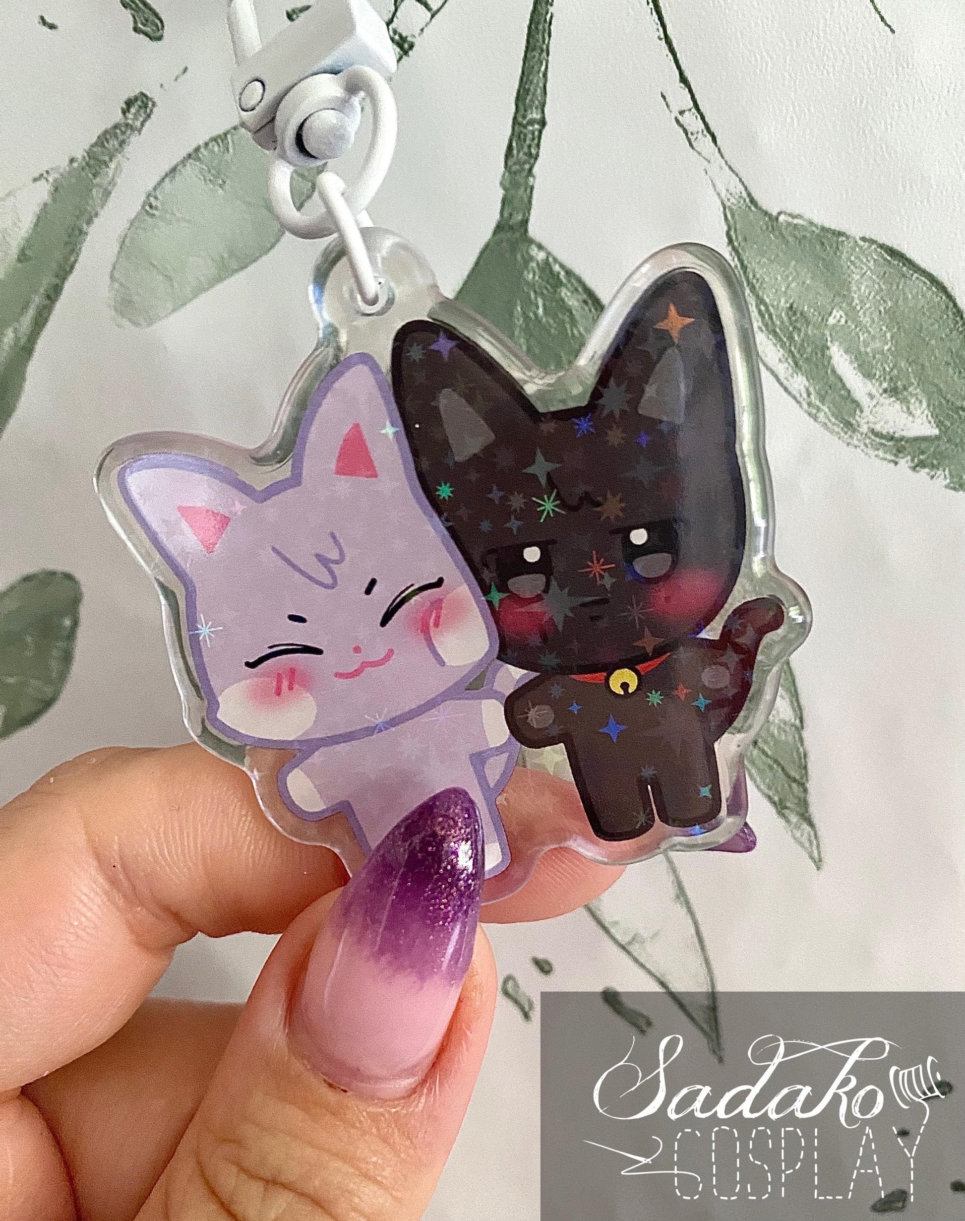 Aniteez Couple Acryl Keychain mit holographischen Glitzer Sternen, ATEEZ acrylic Anhänger, Seongjoong, Yungi, WooSan, JongSang
