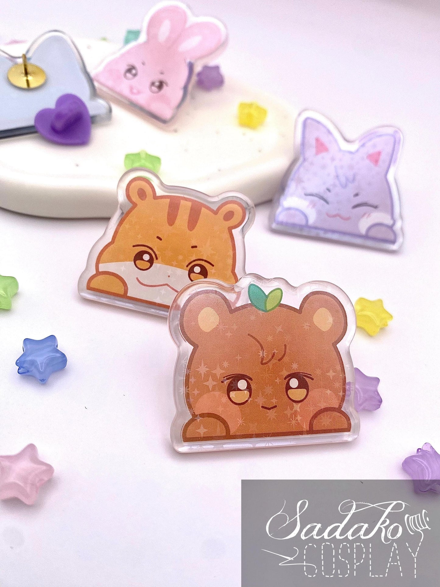 ATEEZ Peeking Acryl Pin mit holographischen Glitzer Sternen, Aniteez acrylic Button Anstecker für Atiny