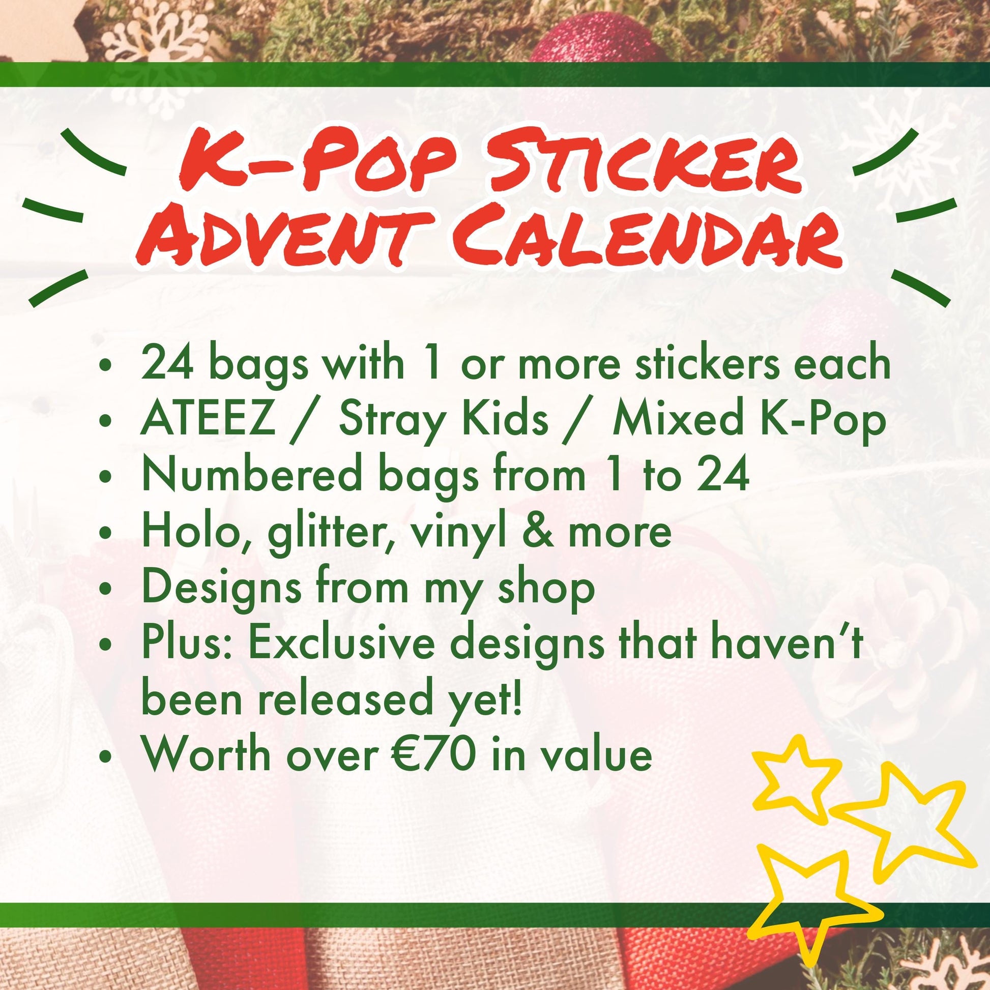 K-Pop Adventskalender 2025 – 24 Sticker-Überraschungen für Fans von ATEEZ, Stray Kids & Co