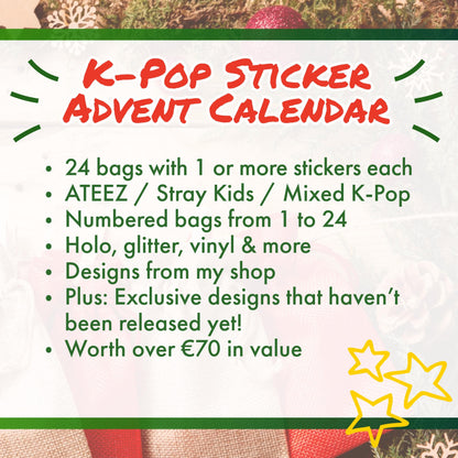 K-Pop Adventskalender 2025 – 24 Sticker-Überraschungen für Fans von ATEEZ, Stray Kids & Co