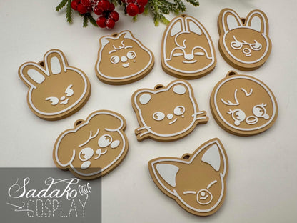 SKZOO Christmas Ornament – Stray Kids Gingerbread Deko Anhänger, K-Pop Weihnachtsbaum Schmuck, 3D gedruckt, SKZOO Tiere, Geschenk für K-Pop