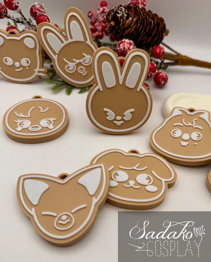 SKZOO Christmas Ornament – Stray Kids Gingerbread Deko Anhänger, K-Pop Weihnachtsbaum Schmuck, 3D gedruckt, SKZOO Tiere, Geschenk für K-Pop