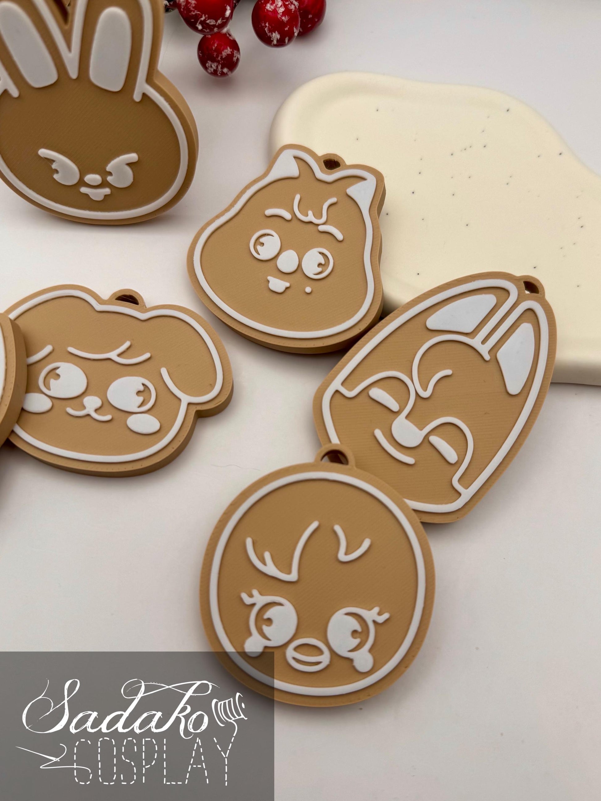 SKZOO Christmas Ornament – Stray Kids Gingerbread Deko Anhänger, K-Pop Weihnachtsbaum Schmuck, 3D gedruckt, SKZOO Tiere, Geschenk für K-Pop