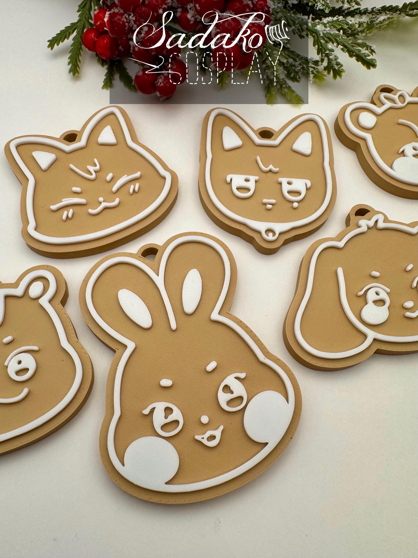 ATEEZ Aniteez Christmas Ornament – Gingerbread K-Pop Anhänger, ATEEZ Lebkuchen Deko, 3D gedruckter Baumschmuck, K-Pop Geschenk für Atiny