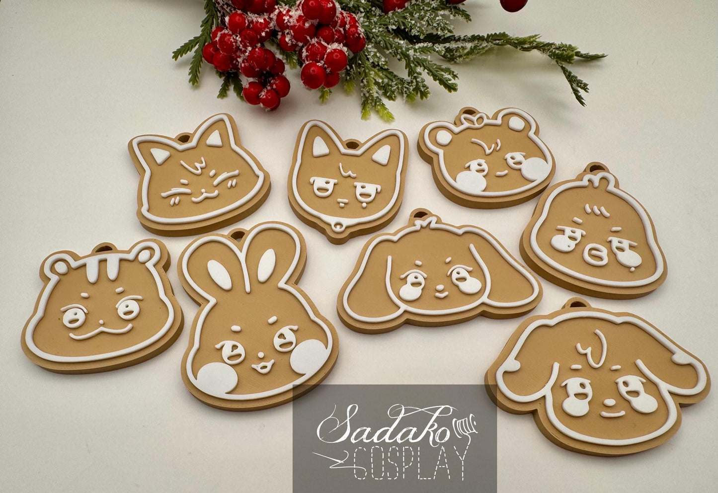 ATEEZ Aniteez Christmas Ornament – Gingerbread K-Pop Anhänger, ATEEZ Lebkuchen Deko, 3D gedruckter Baumschmuck, K-Pop Geschenk für Atiny