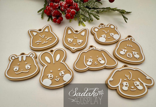 ATEEZ Aniteez Christmas Ornament – Gingerbread K-Pop Anhänger, ATEEZ Lebkuchen Deko, 3D gedruckter Baumschmuck, K-Pop Geschenk für Atiny