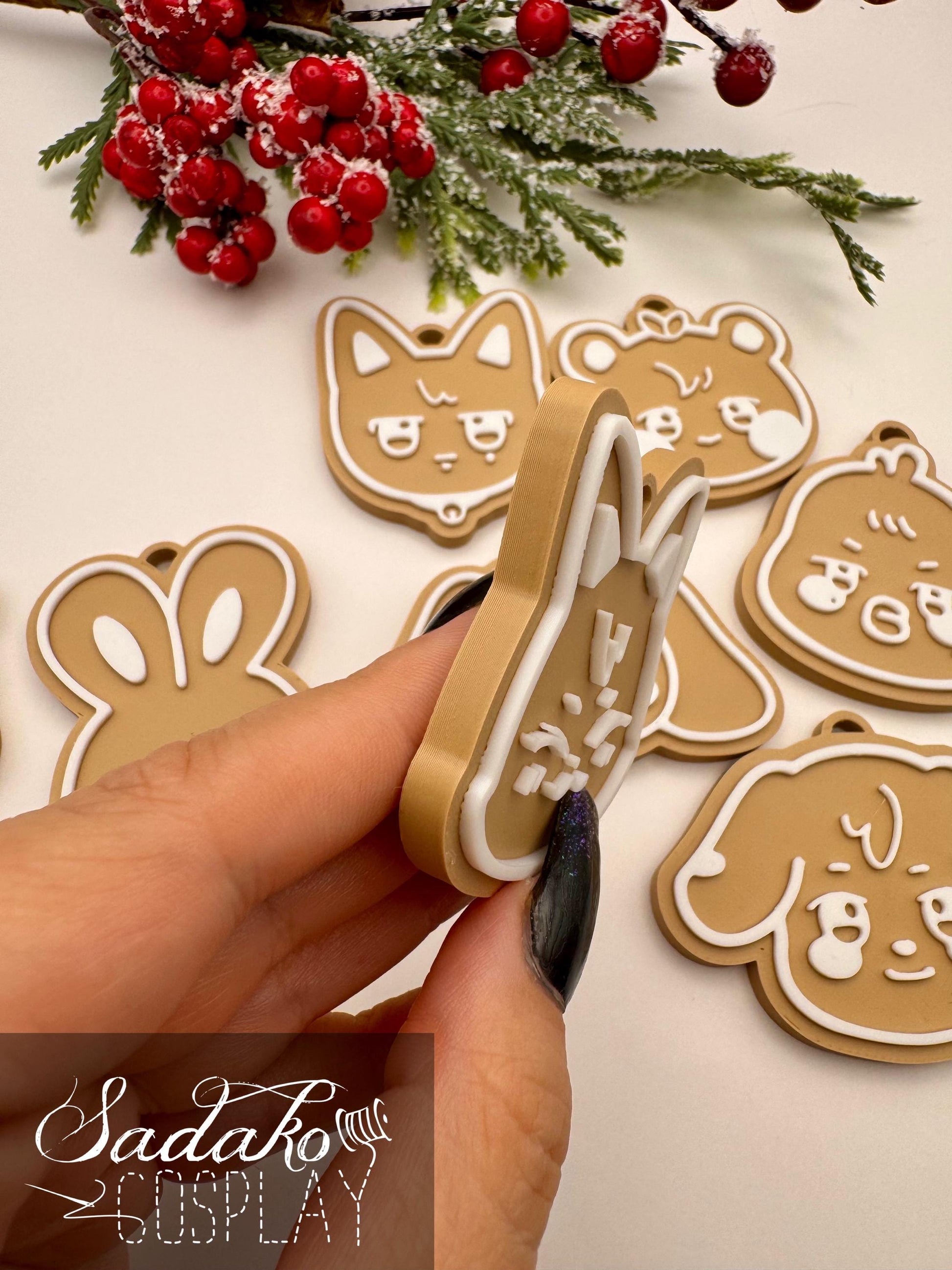 ATEEZ Aniteez Christmas Ornament – Gingerbread K-Pop Anhänger, ATEEZ Lebkuchen Deko, 3D gedruckter Baumschmuck, K-Pop Geschenk für Atiny
