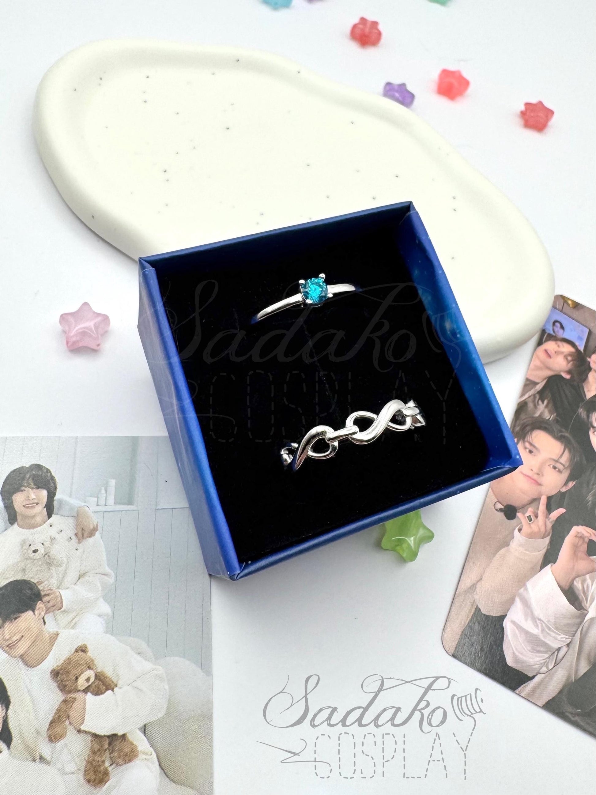 PREORDER Atiny Ring Set „Eternal Star Atiny“, 925 Sterling Silber Set aus 2 Ringen - inspiriert von der K-Pop Band ATEEZ