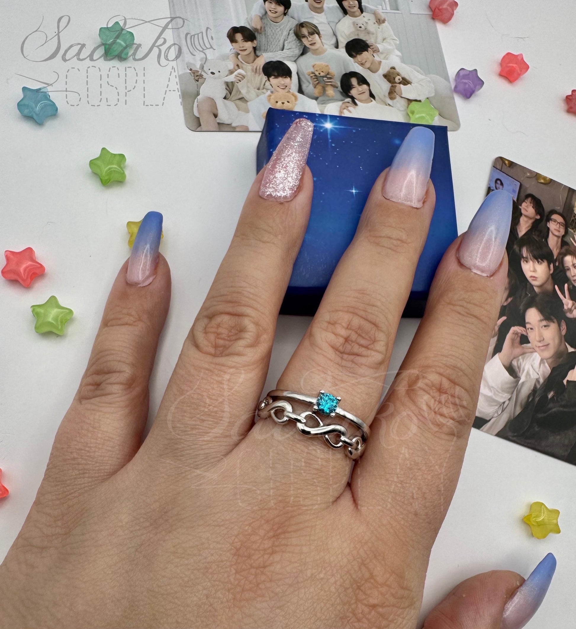 PREORDER Atiny Ring Set „Eternal Star Atiny“, 925 Sterling Silber Set aus 2 Ringen - inspiriert von der K-Pop Band ATEEZ