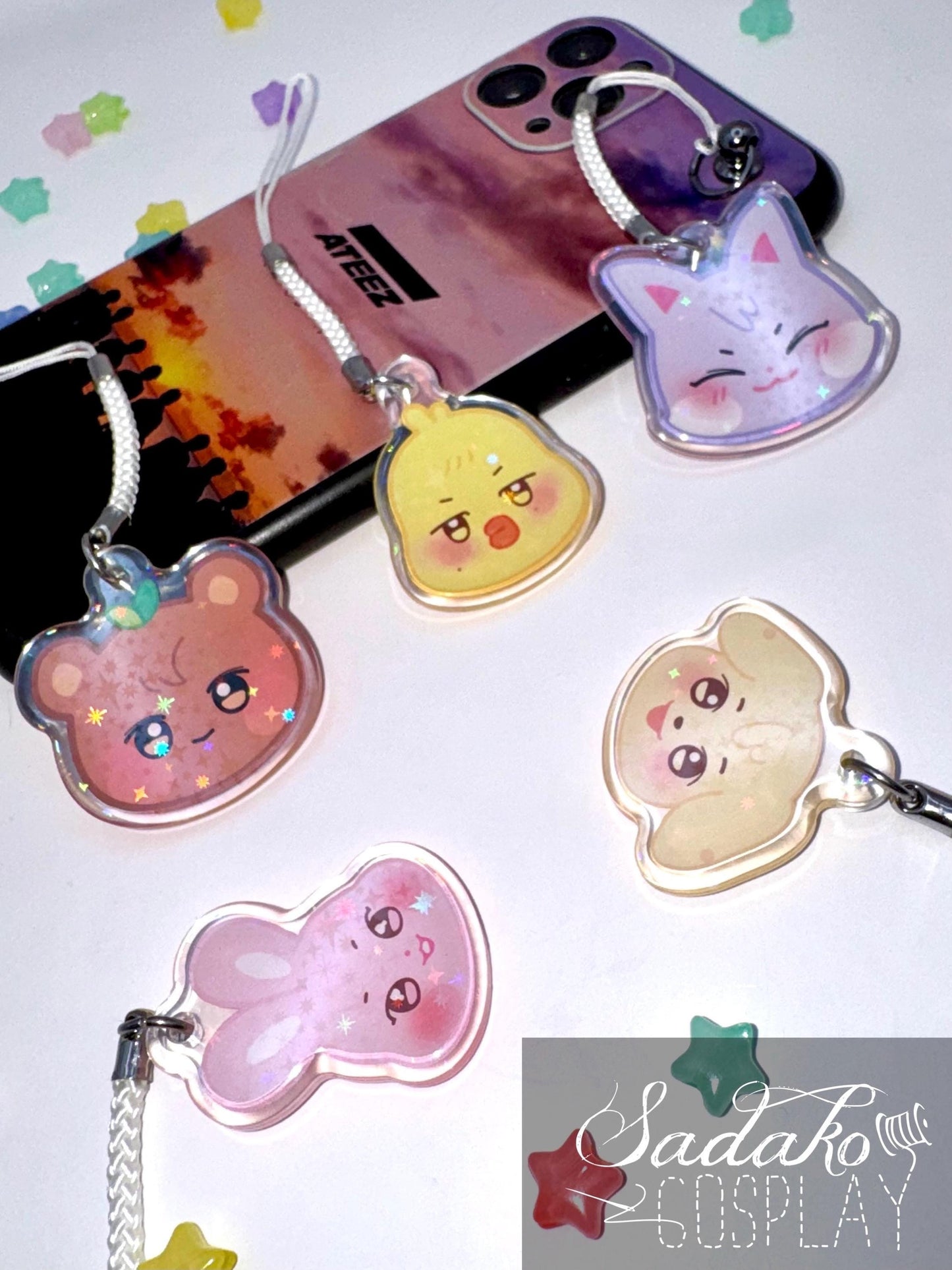 Aniteez glitzernder phone charm keychain, ATEEZ inspired für ATINY