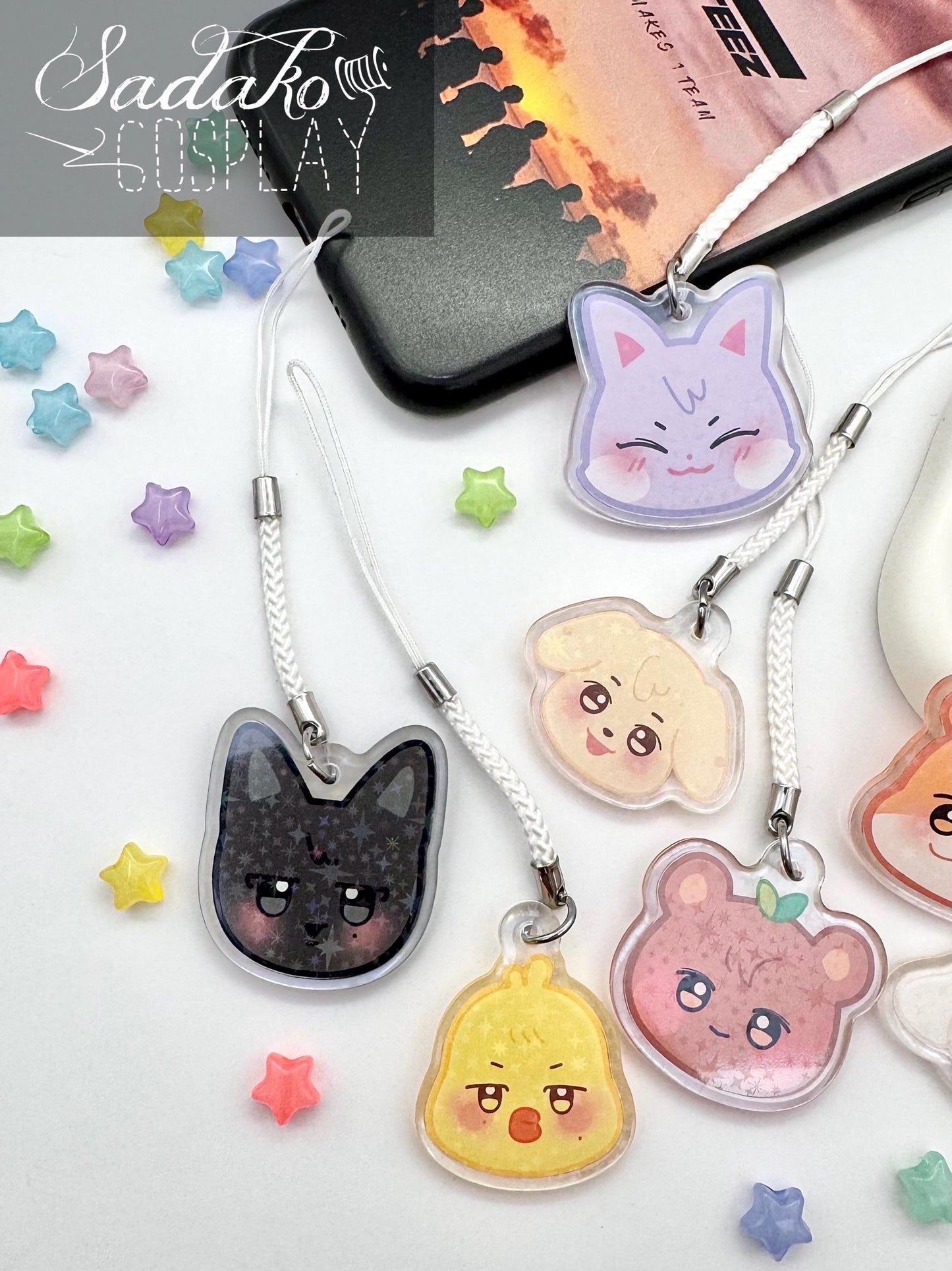 Aniteez glitzernder phone charm keychain, ATEEZ inspired für ATINY