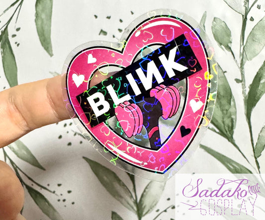 Black Pink & Blink transparenter Sticker - K-Pop Heart Collection, wasserfester Holo-Aufkleber