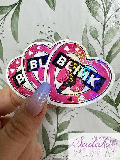 Black Pink & Blink transparenter Sticker - K-Pop Heart Collection, wasserfester Holo-Aufkleber