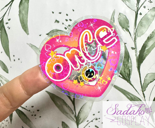 Twice & Once transparenter Sticker - K-Pop Heart Collection, wasserfester Holo-Aufkleber