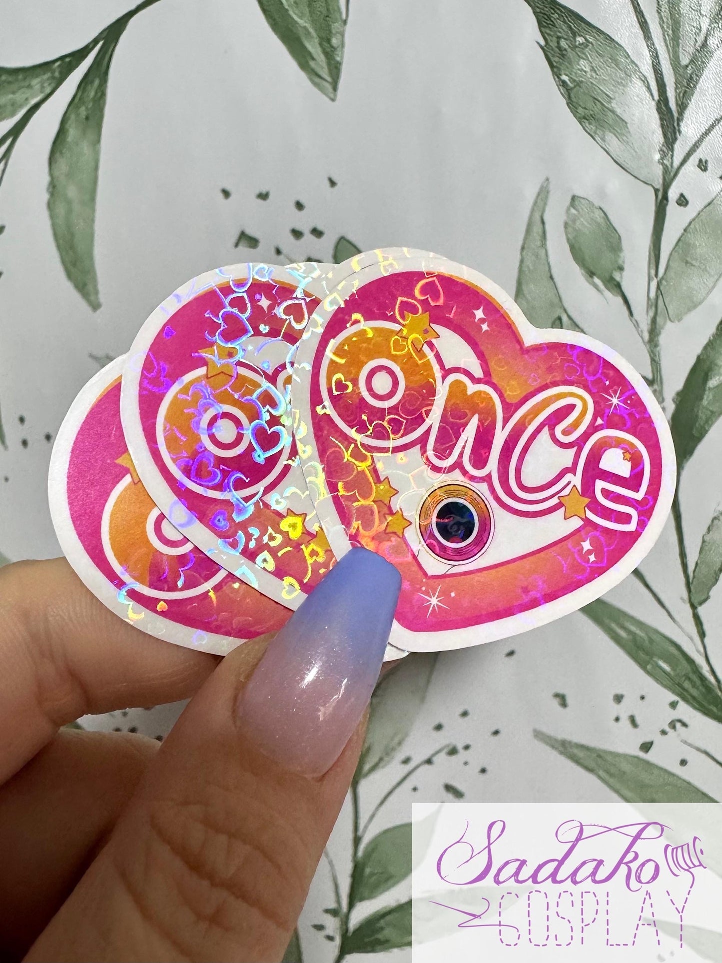Twice & Once transparenter Sticker - K-Pop Heart Collection, wasserfester Holo-Aufkleber