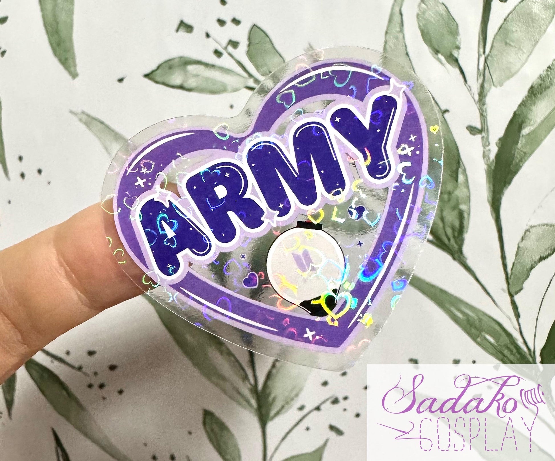 BTS & Army transparenter Sticker - K-Pop Heart Collection, wasserfester Holo-Aufkleber